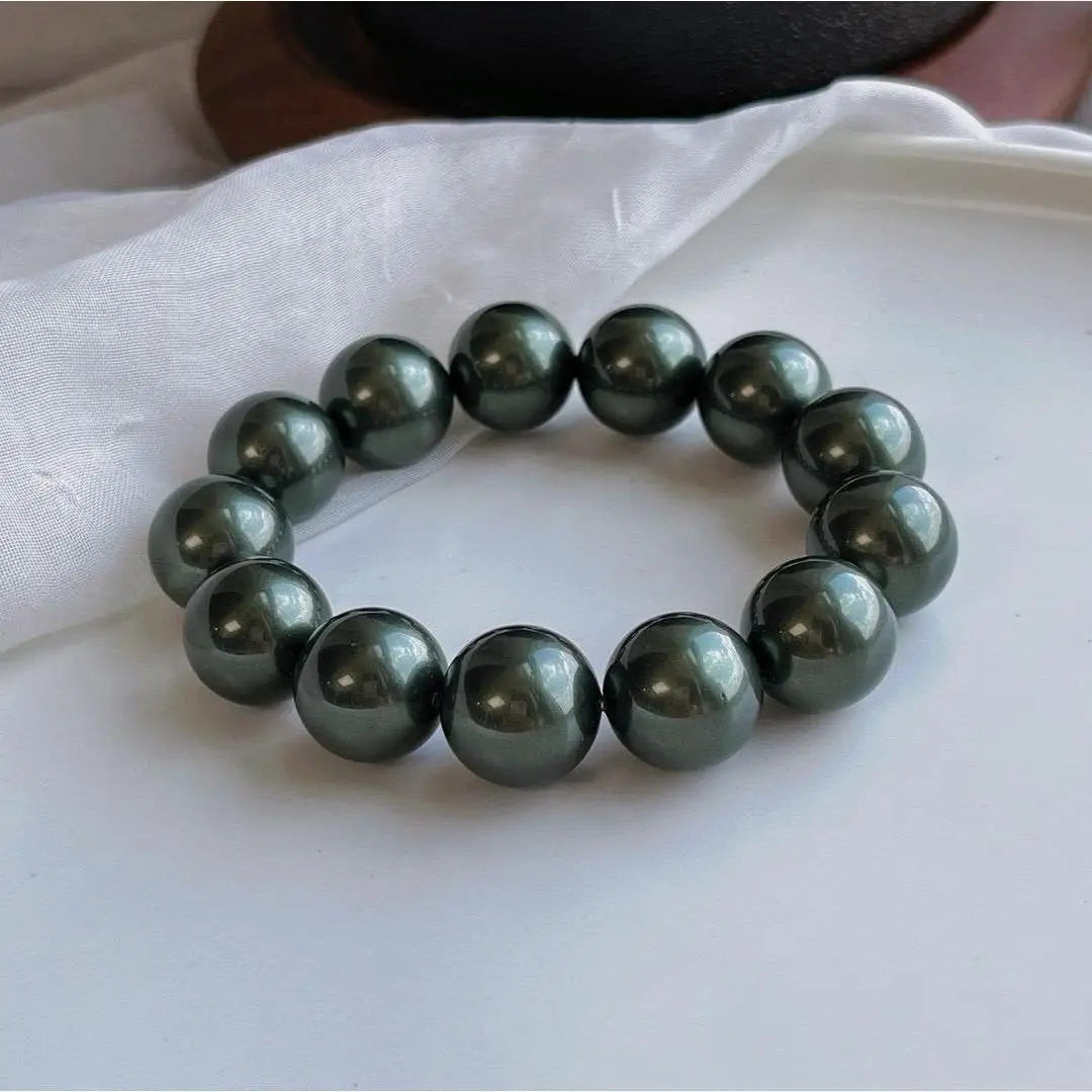 14Mm sea shell bead bracelet, bracelet, French style, pearl, elastic bracelet, light luxury fashion, gold, white, pearl