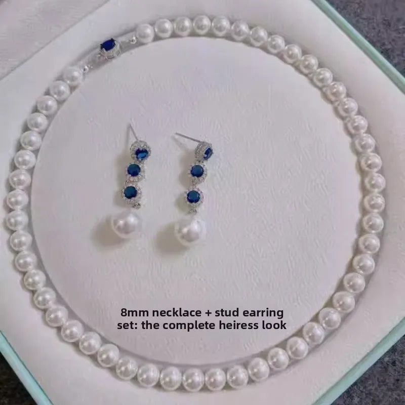 Luxury Blue Crystal Pearl Drop Earrings for Women - Elegant  Long Dangle Earrings - High-End Wedding Party Jewelry Gift