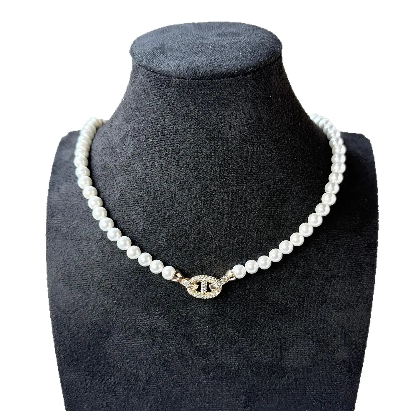8mm pig nose shell pearl necklace clavicle chain necklace gold button 10mm 12mmshell pearl mother of pearl
