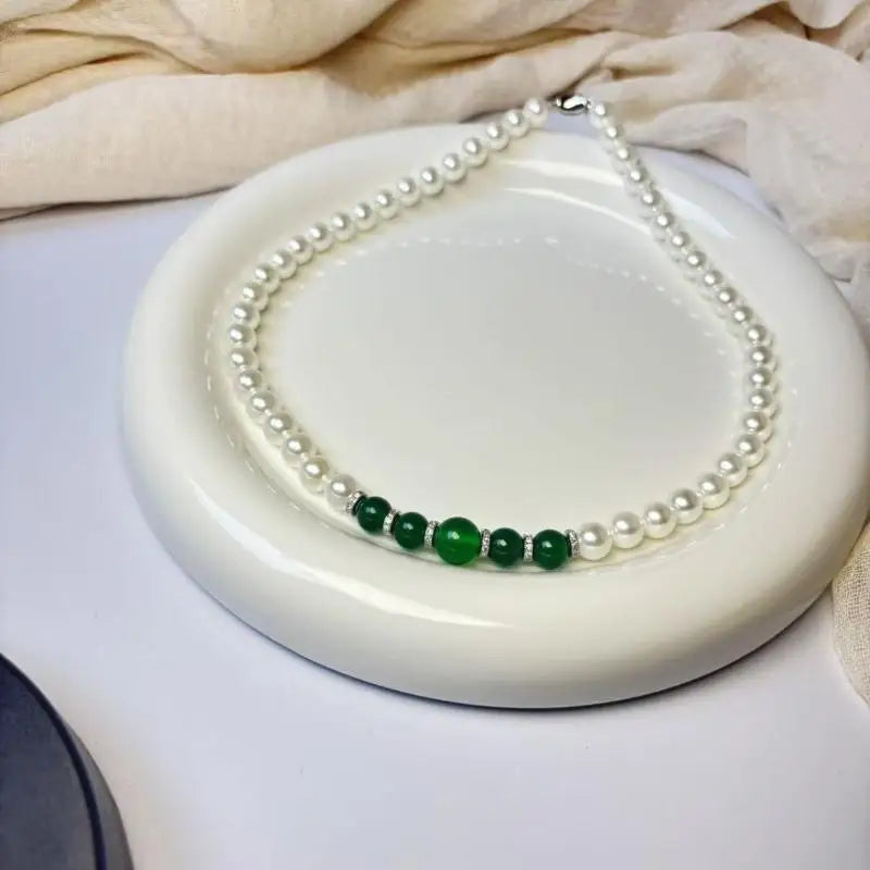 Women’s Shell Pearl Necklace with Mother of Pearl, Elegant Gift for Mom, Mother’s Day Necklace, Grandma Birthday Gift