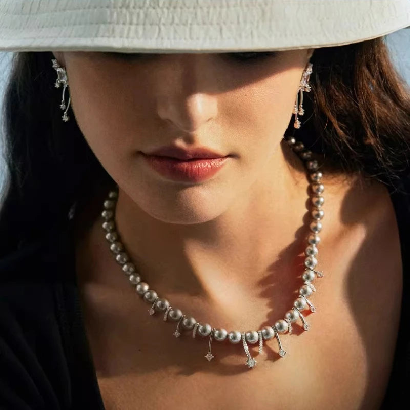 6mm Shell Pearl Necklace Elegant Minimalist Beaded Necklace Luxury Starfall Design Jewelry for Women Birthday Gift