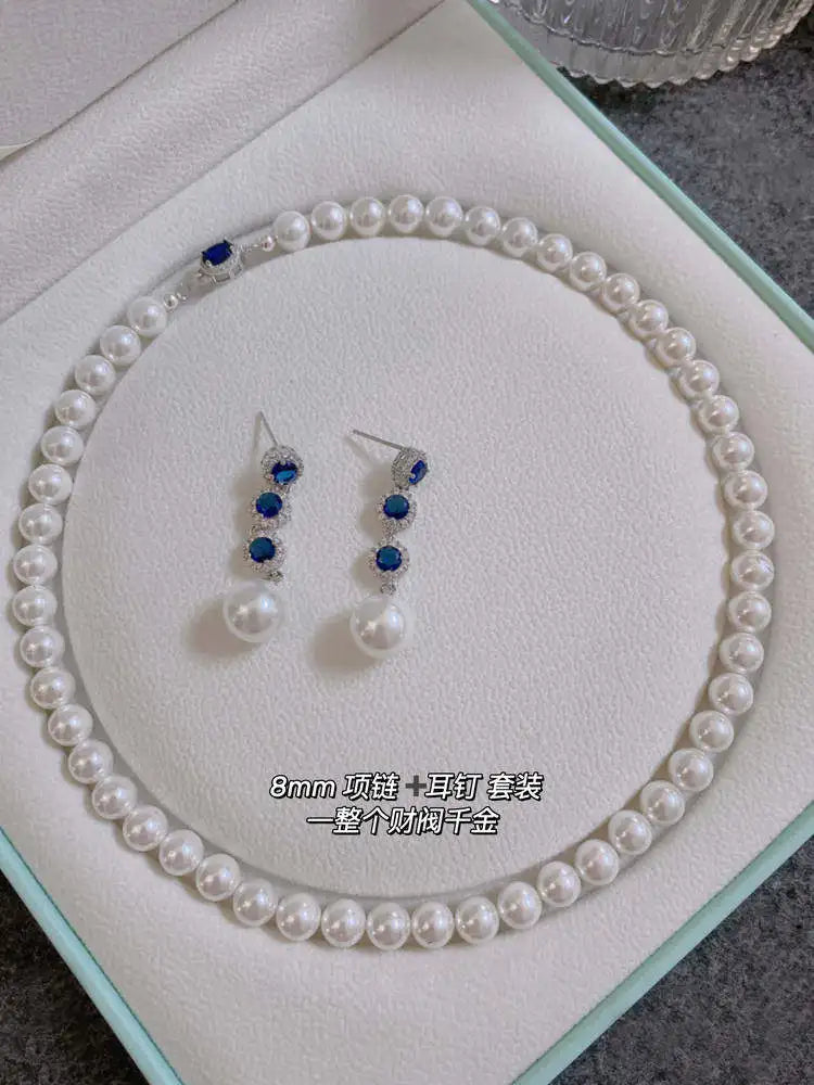 Luxury Blue Crystal Pearl Drop Earrings for Women - Elegant  Long Dangle Earrings - High-End Wedding Party Jewelry Gift