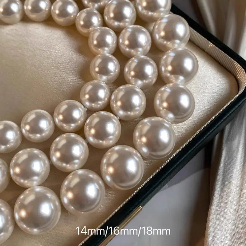 White Mother Shell Pearl Necklace 14mm 16mm 18mm Oversized Point Light Luxury Neck Chain Mother's  Birthd jewelry sets for women