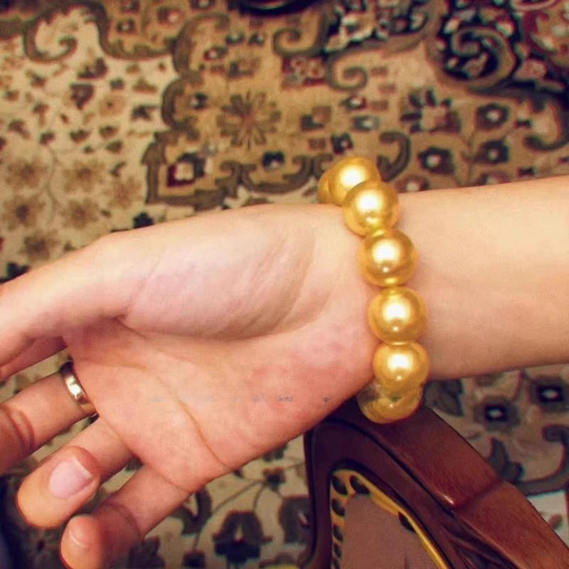 14Mm sea shell bead bracelet, bracelet, French style, pearl, elastic bracelet, light luxury fashion, gold, white, pearl