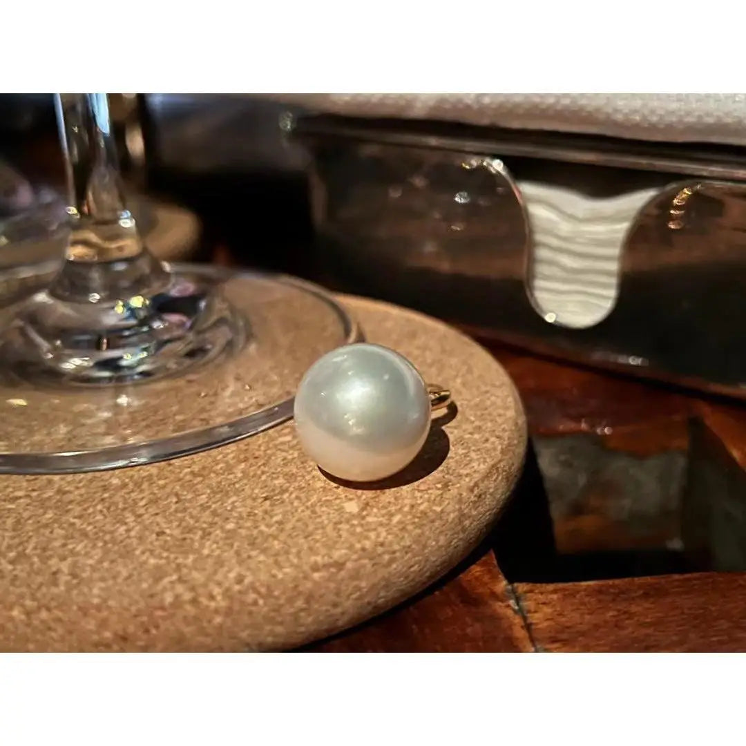 16Mm 925 silver open large grain white bead pearl, ring