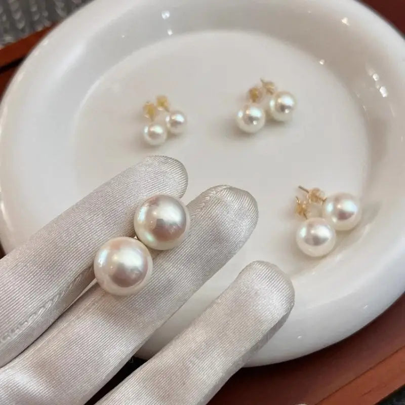 Pearl stud earrings, Mother's Day gift, basic model, suitable for work, party, outdoor use, birthday gift.