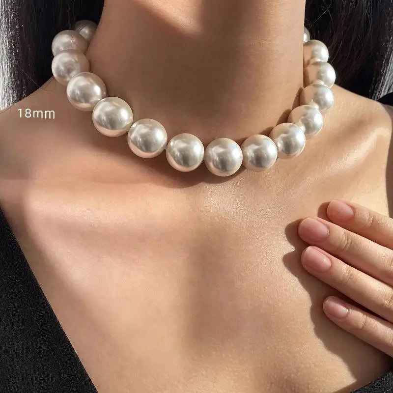 White Mother Shell Pearl Necklace 14mm 16mm 18mm Oversized Point Light Luxury Neck Chain Mother's  Birthd jewelry sets for women