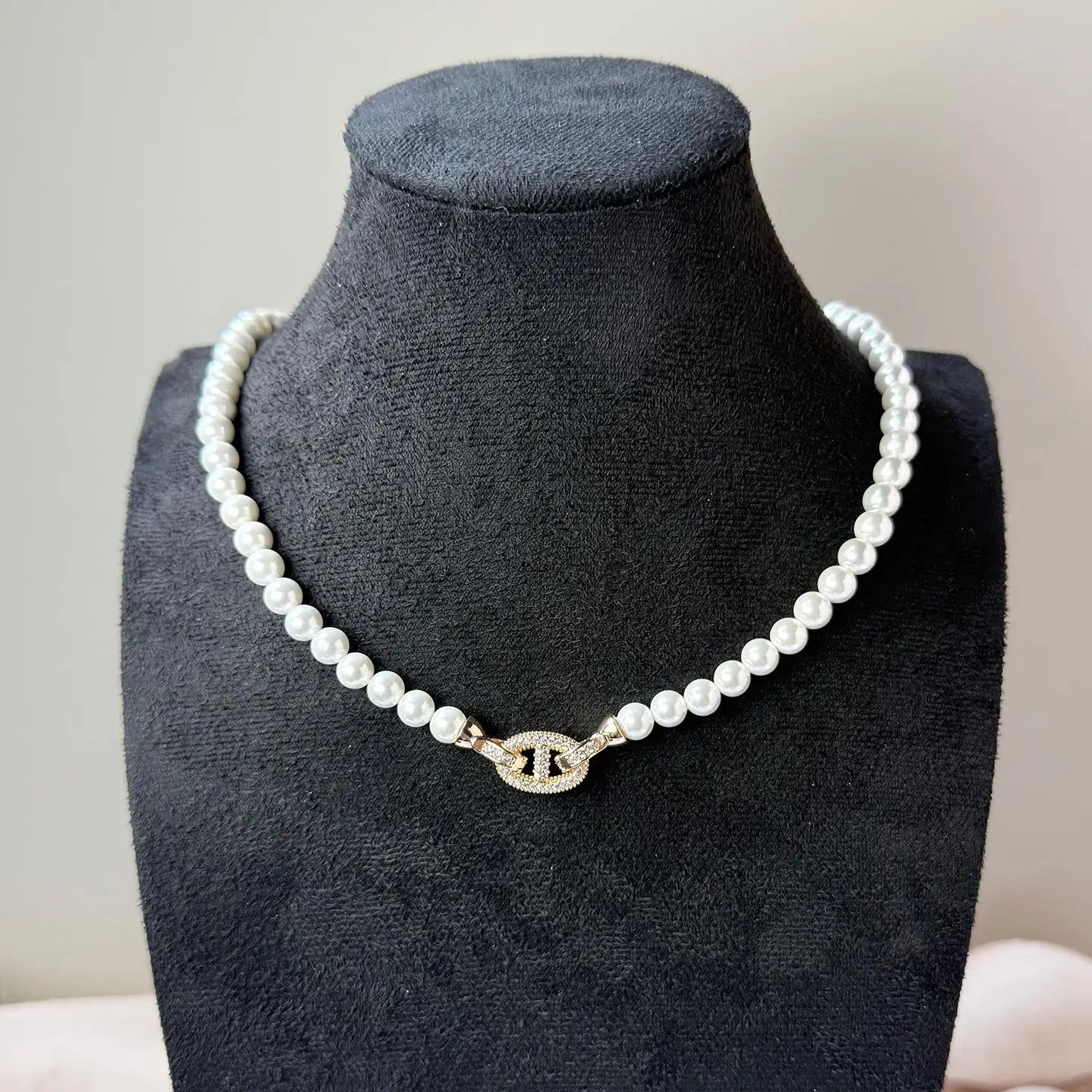 8mm pig nose shell pearl necklace clavicle chain necklace gold button 10mm 12mmshell pearl mother of pearl