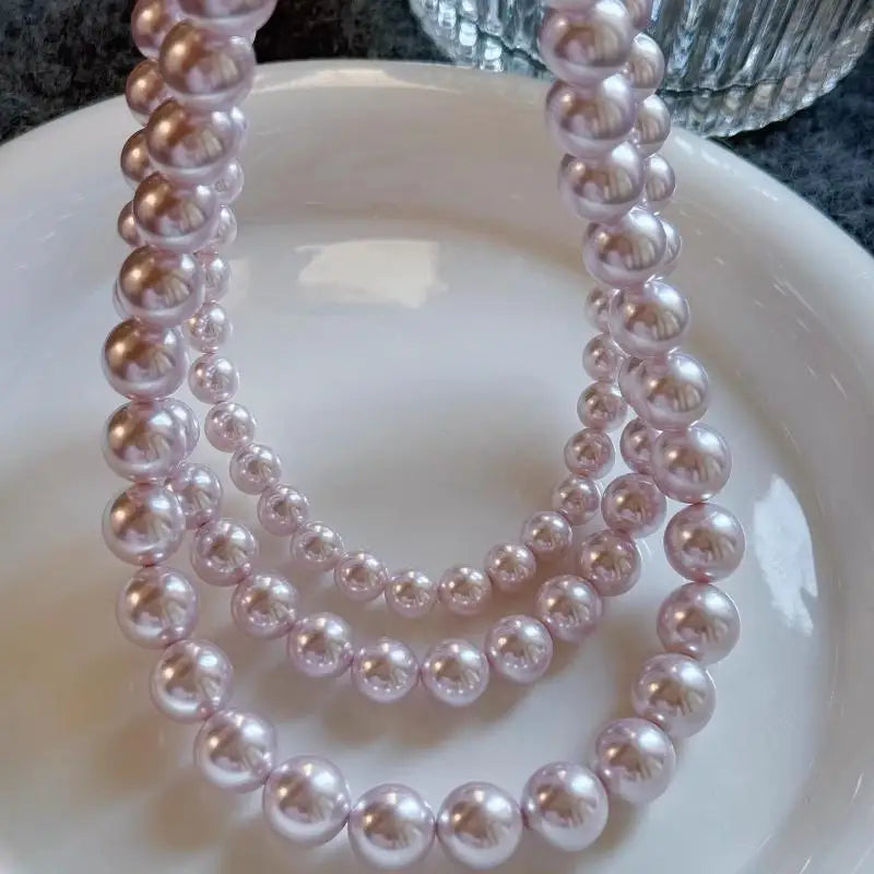 Manta Rose Pink Pearl Necklace 4mm 6mm 8mm 10mm 12mm Elegant Jewelry for Women shell pearl  necklace for women choker