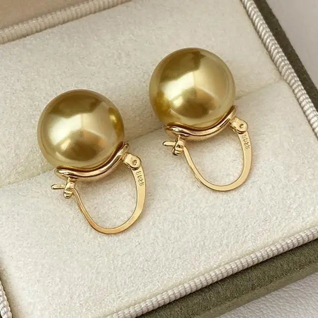 HOT Bucket shell Pearl Earrings, Premium Light Luxury  Teapot Ear Buckle · [Gold Bucket Ear Buckle] 14mm Cream White