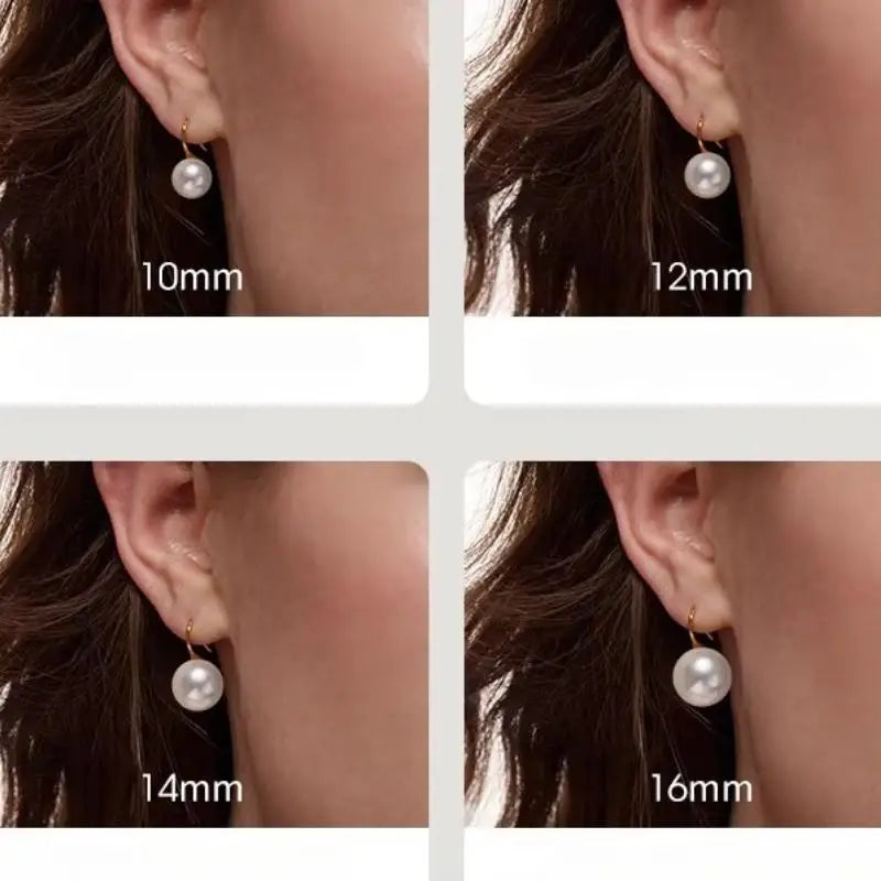 French Style highheel  white Pearl Drop Earrings, 14mm 16mm Gold Hook, Elegant Luxury Jewelry for Women