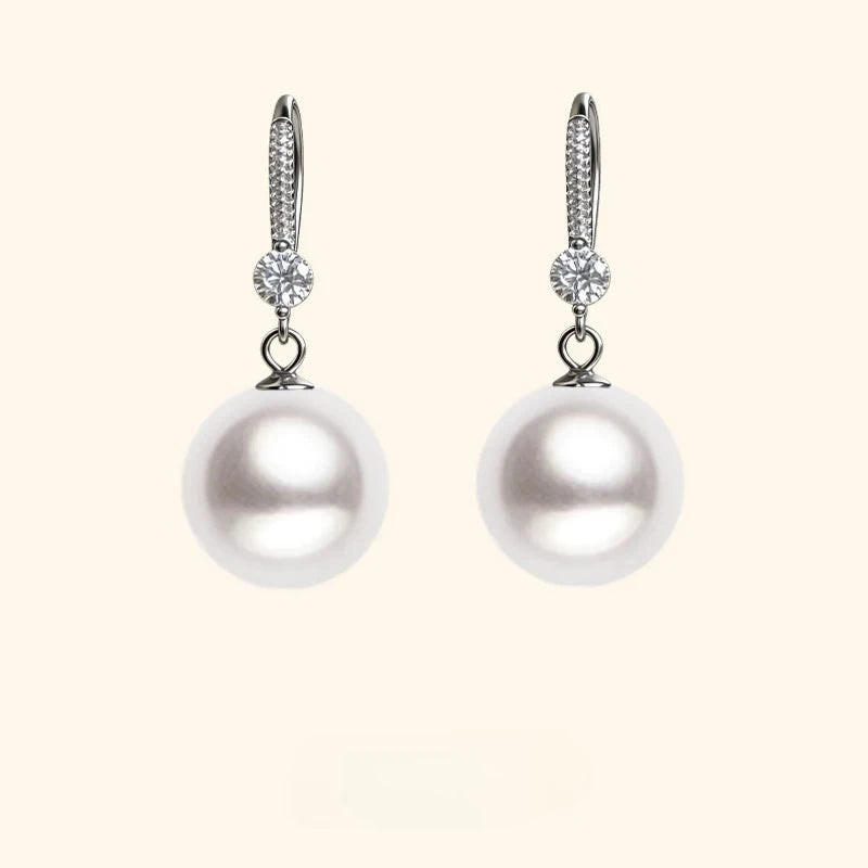White shell bead small diamond ear hook, new minimalist earring, light luxury, niche high-end feeling