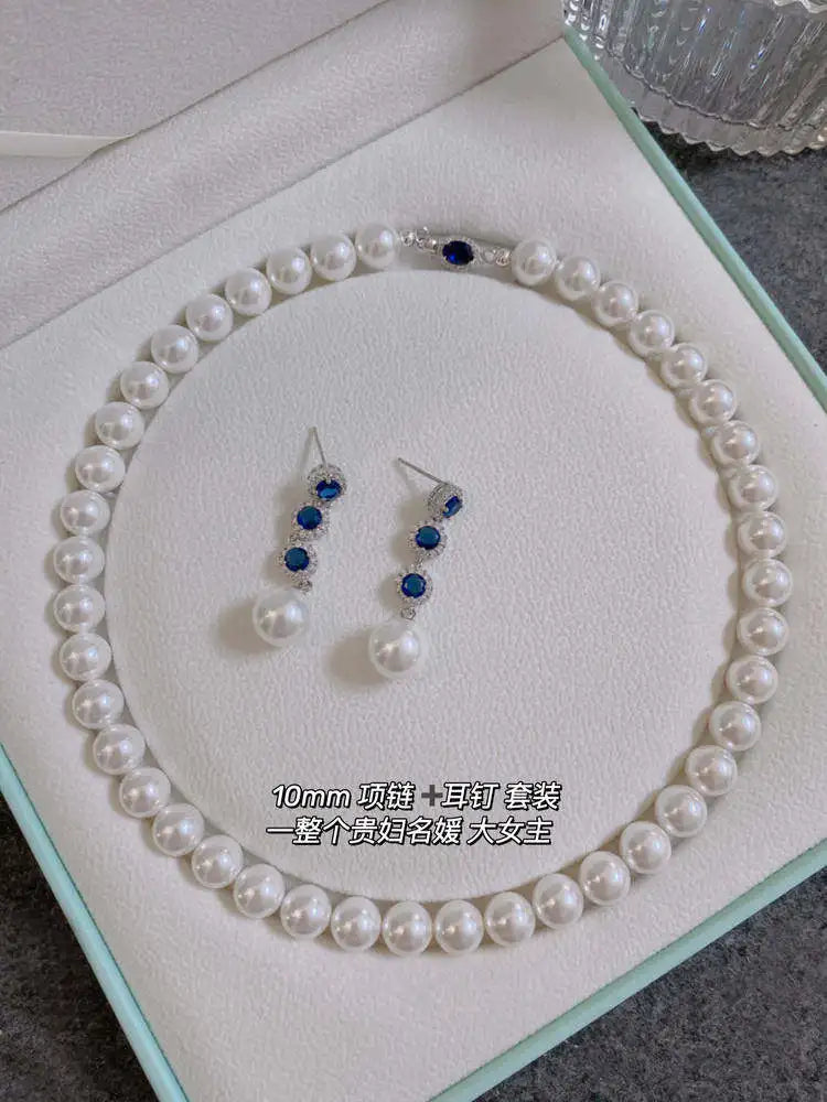 Luxury Blue Crystal Pearl Drop Earrings for Women - Elegant  Long Dangle Earrings - High-End Wedding Party Jewelry Gift