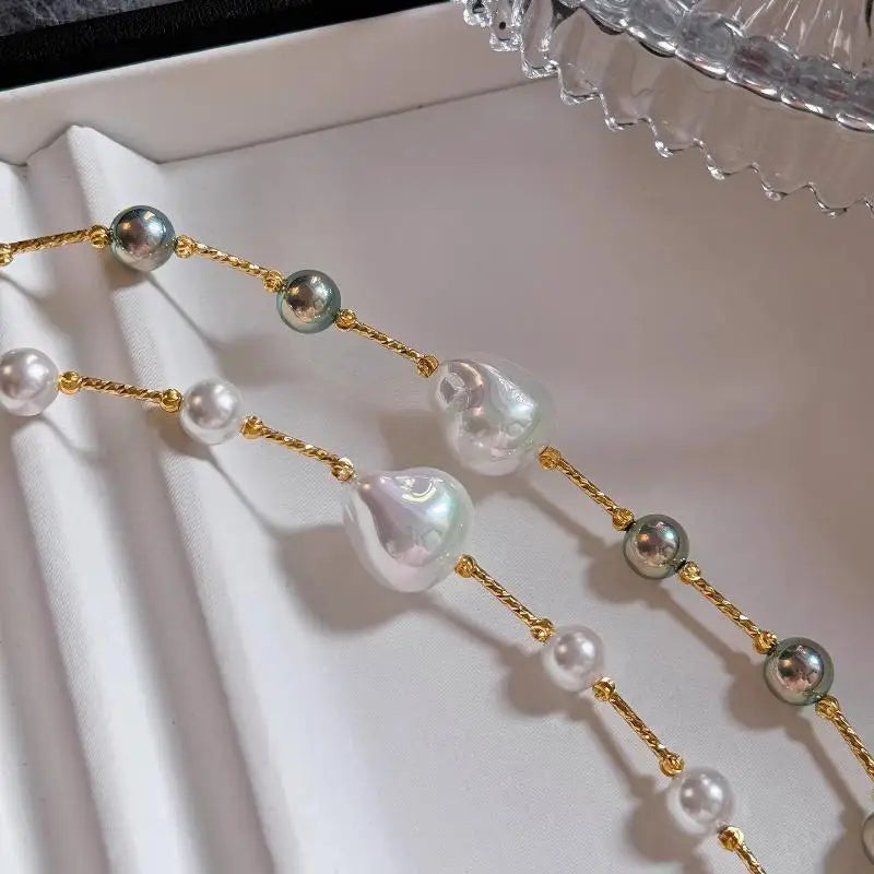 Gypsophila pearl necklace, irregular baroque shell pearls, luxurious feel
