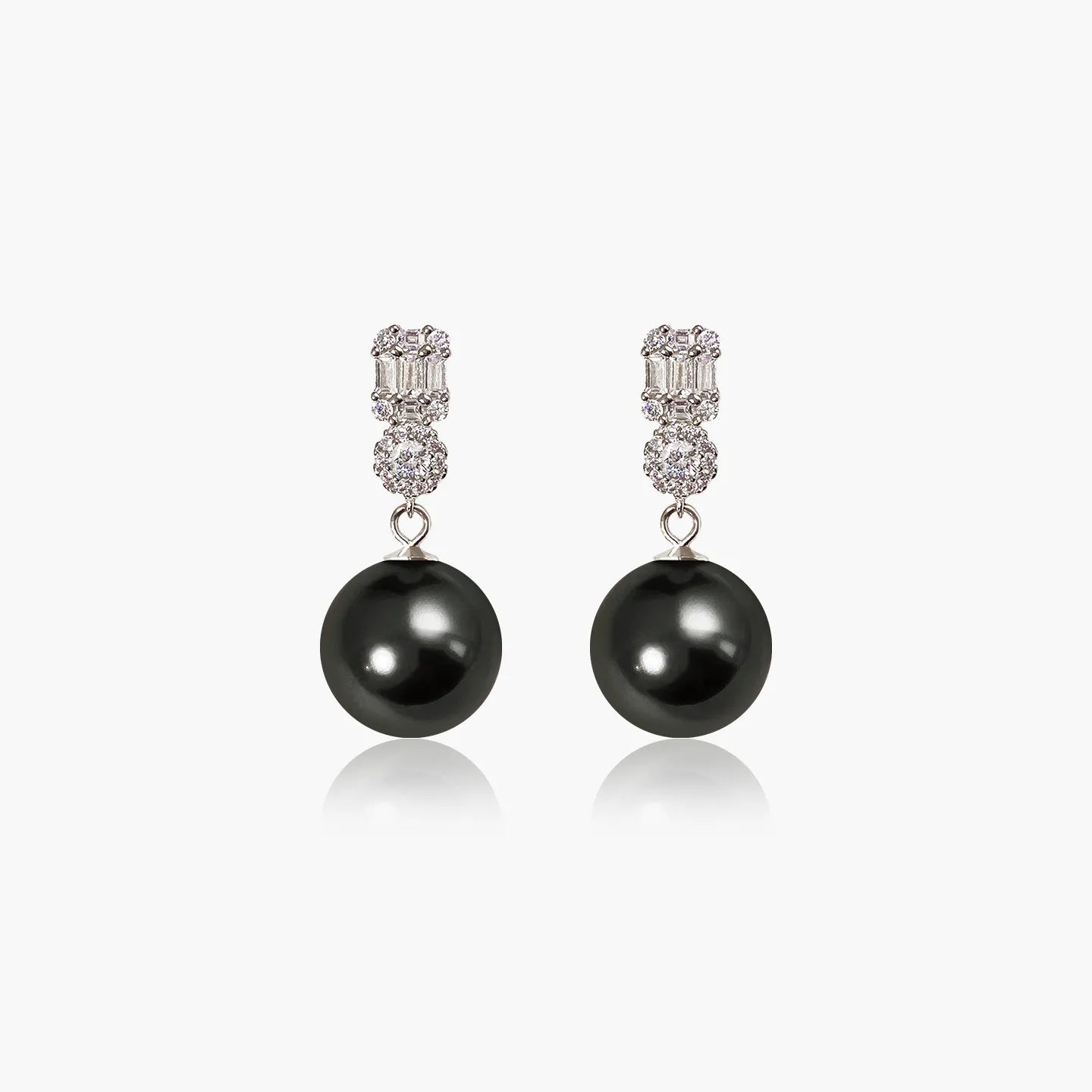 French Style 14mm Shell Pearl Earrings Luxury Zircon Princess Stud Earrings Elegant Fashion Jewelry for Women