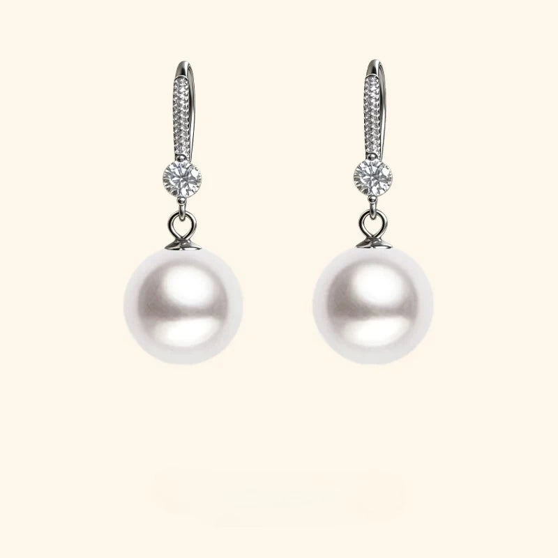 White shell bead small diamond ear hook, new minimalist earring, light luxury, niche high-end feeling