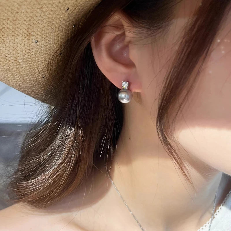 Princess Diana pearl stud earrings women's 2026 new temperament light luxury high-end earrings with diamonds Princess Aobai  she
