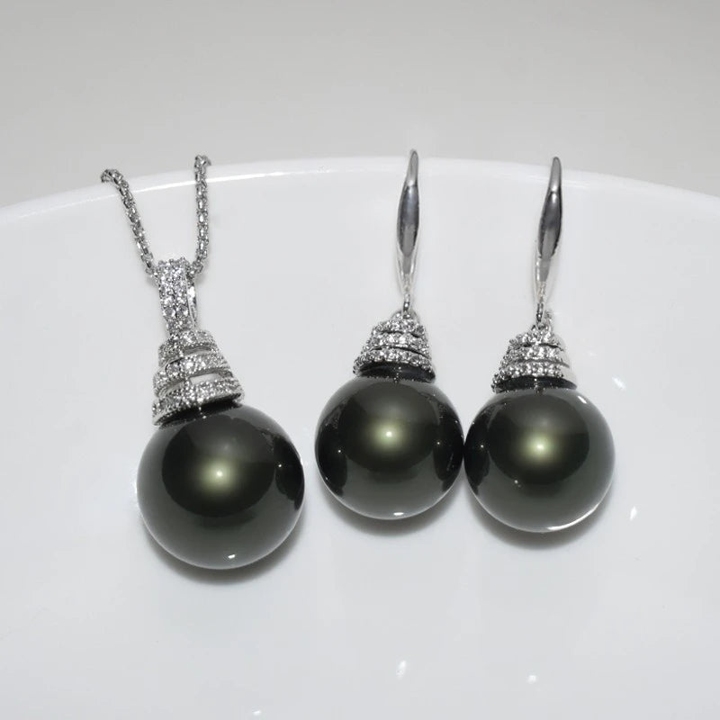 Viral Tiered Halo Pearl Jewelry Set – Sparkling Drop Necklace & Earrings | Genuine Freshwater Pearls