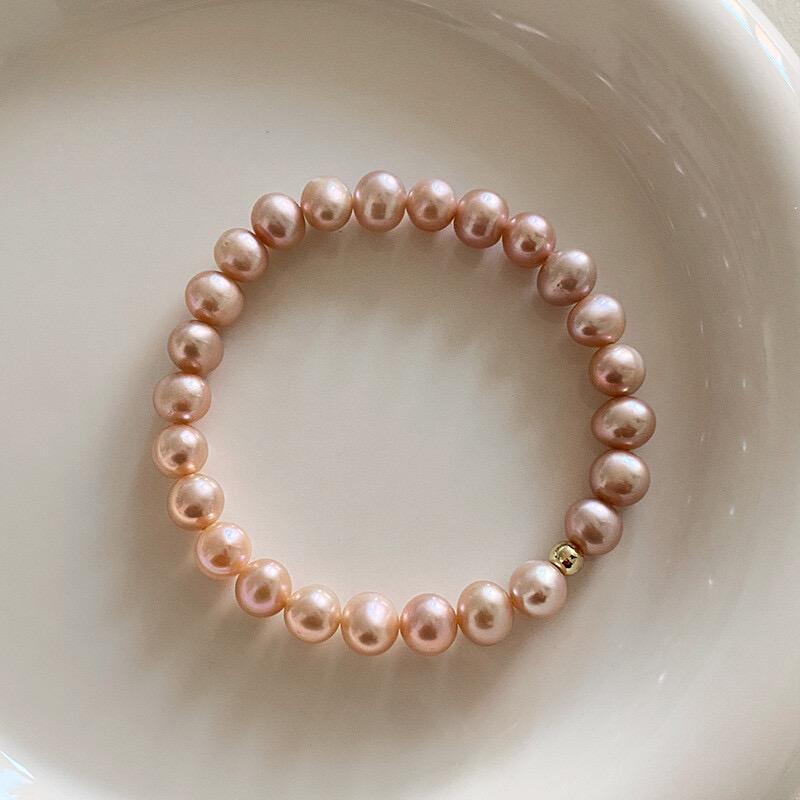 Pink purple bracelet women's elastic rope new jewelry · natural freshwater pink purple pearl bracelet elastic rope design