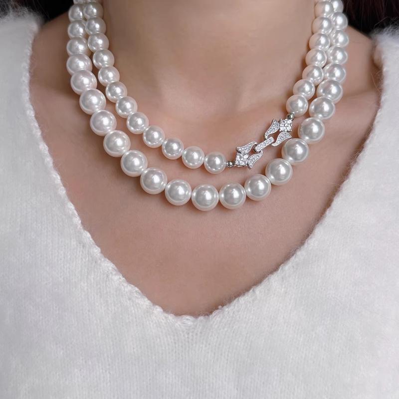 8mm Horseshoe Buckle Pearl Necklace For Women 2026 New Explosion White Shell Pearl Shochu Luxury Necklace Genuine Design Feeling 10mm 12mm 14mm N16mm