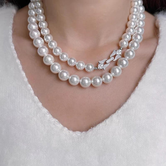 8mm Horseshoe Buckle Pearl Necklace For Women 2026 New Explosion White Shell Pearl Shochu Luxury Necklace Genuine Design Feeling 10mm 12mm 14mm N16mm