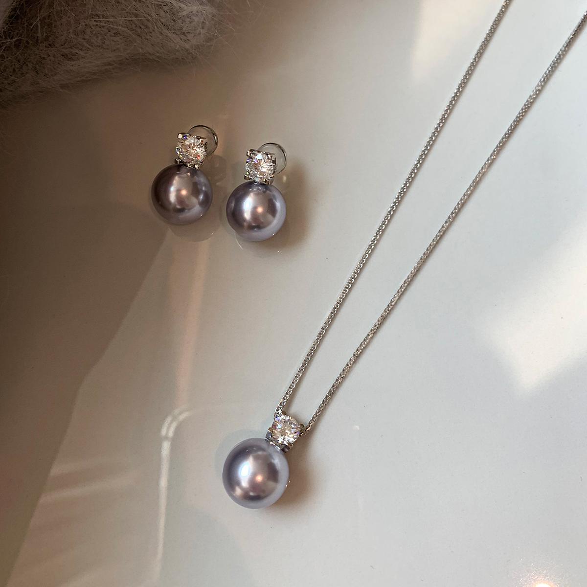 S925 sterling silver, single pearl pendant necklace, collarbone chain neck chain, white, gray pearl baby beads, can be stacked.