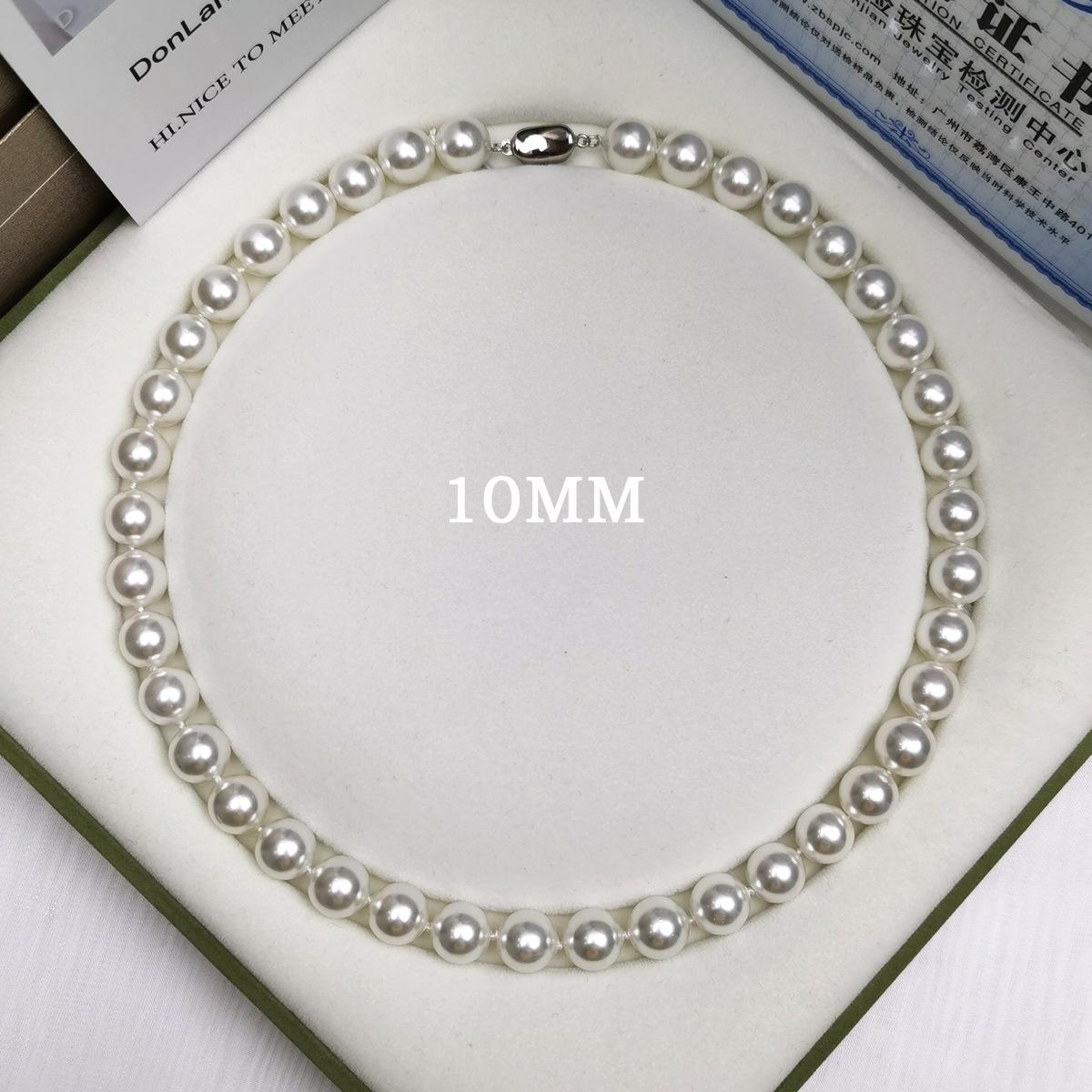 Natural Australian mother shell pearl necklace 925 silver ingot button, strong light and high quality, bead white color necklace 6mm-12mm suitable for graduation ceremony, birthday gift, Mother's Day gift
