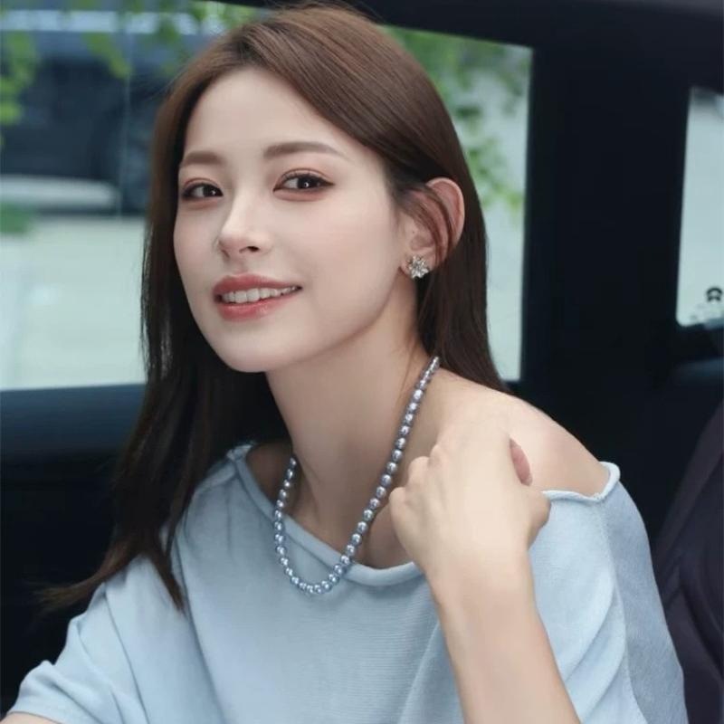 Ocean Blue Pearl Necklace 8mm 10mm 12mm for Women Birthday Gift Party Clavicle Chain Stunning Accessory
