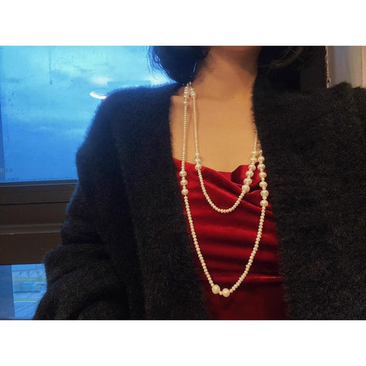 160Cm love button, natural freshwater pearl long necklace, can be matched in multiple layers, warm white, suitable for parties, graduations, birthday gifts, Mother's Day gifts