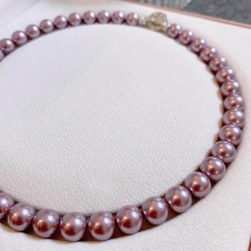 Purple, natural Australian mother shell pearl necklace, popular, light luxury niche high-end neck chain, suitable for graduation ceremonies, birthday gifts, Mother's Day gifts
