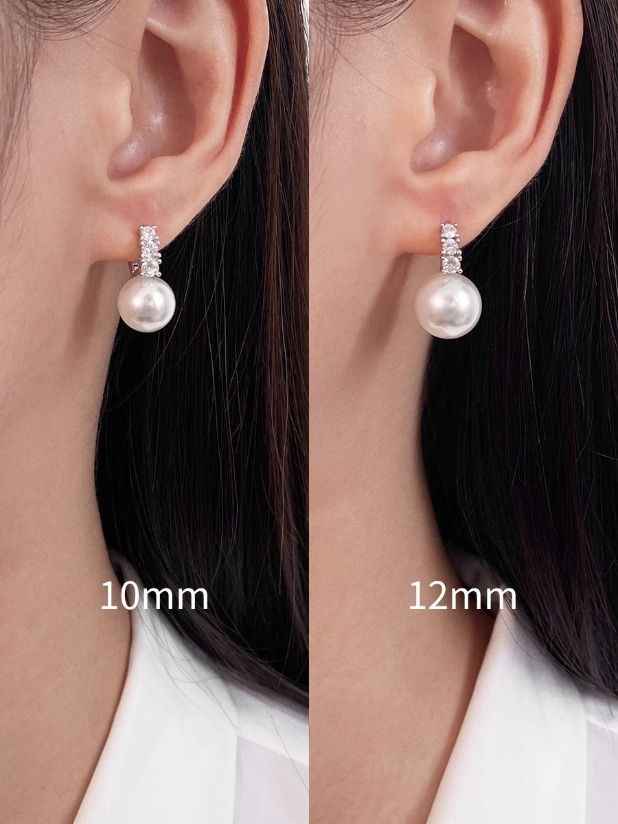 White Pearl Ear Buckle Earrings for Women | Light Luxury & Premium Design | S925 Sterling Silver | Versatile Temperament Diamond Earrings