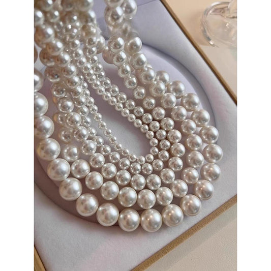 White Pearl Necklace, Round Neck Chain, Affordable Luxury Goods, Elegant Collarbone Chain, High-end Accessories, Women's Gift to Mother, Birthday Gift, Graduation Ceremony
