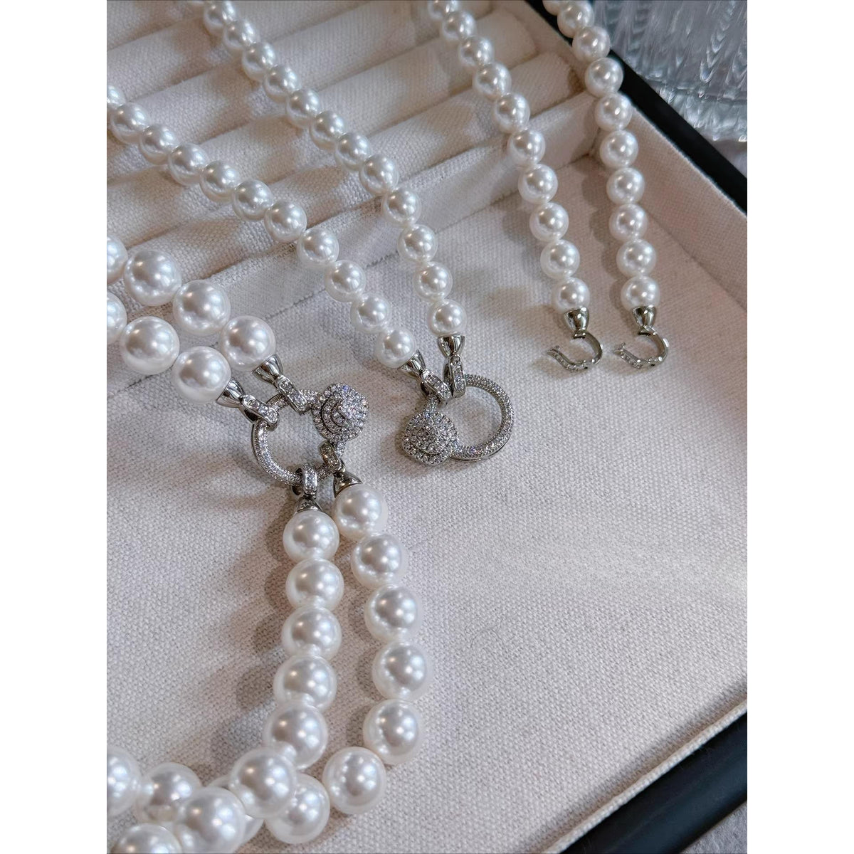 2 Layer Pearl Necklace Double Stack Light Luxury Niche Design 8mm 10mm Detachable Into 2 Separate Necklaces Multiple Ways To Wear Sweater Chain