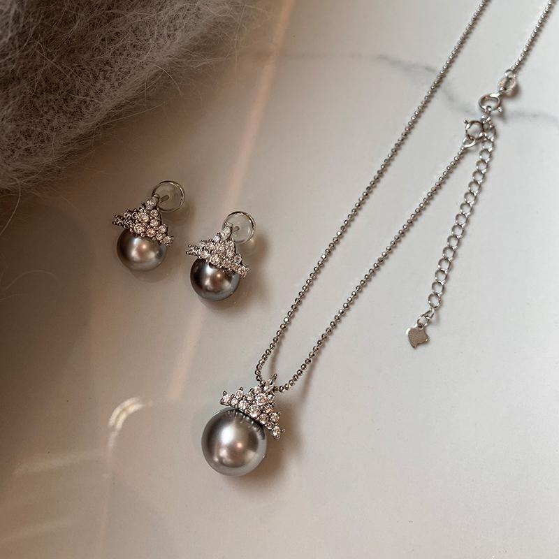 S925 sterling silver, single pearl pendant necklace, collarbone chain neck chain, white, gray pearl baby beads, can be stacked.