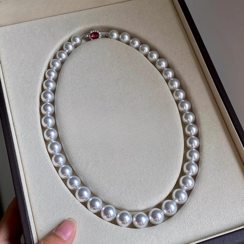 Red gold white pearl shellpearl necklace luxury daily wear perfect Mother Day gift for women natural red stone jewelry