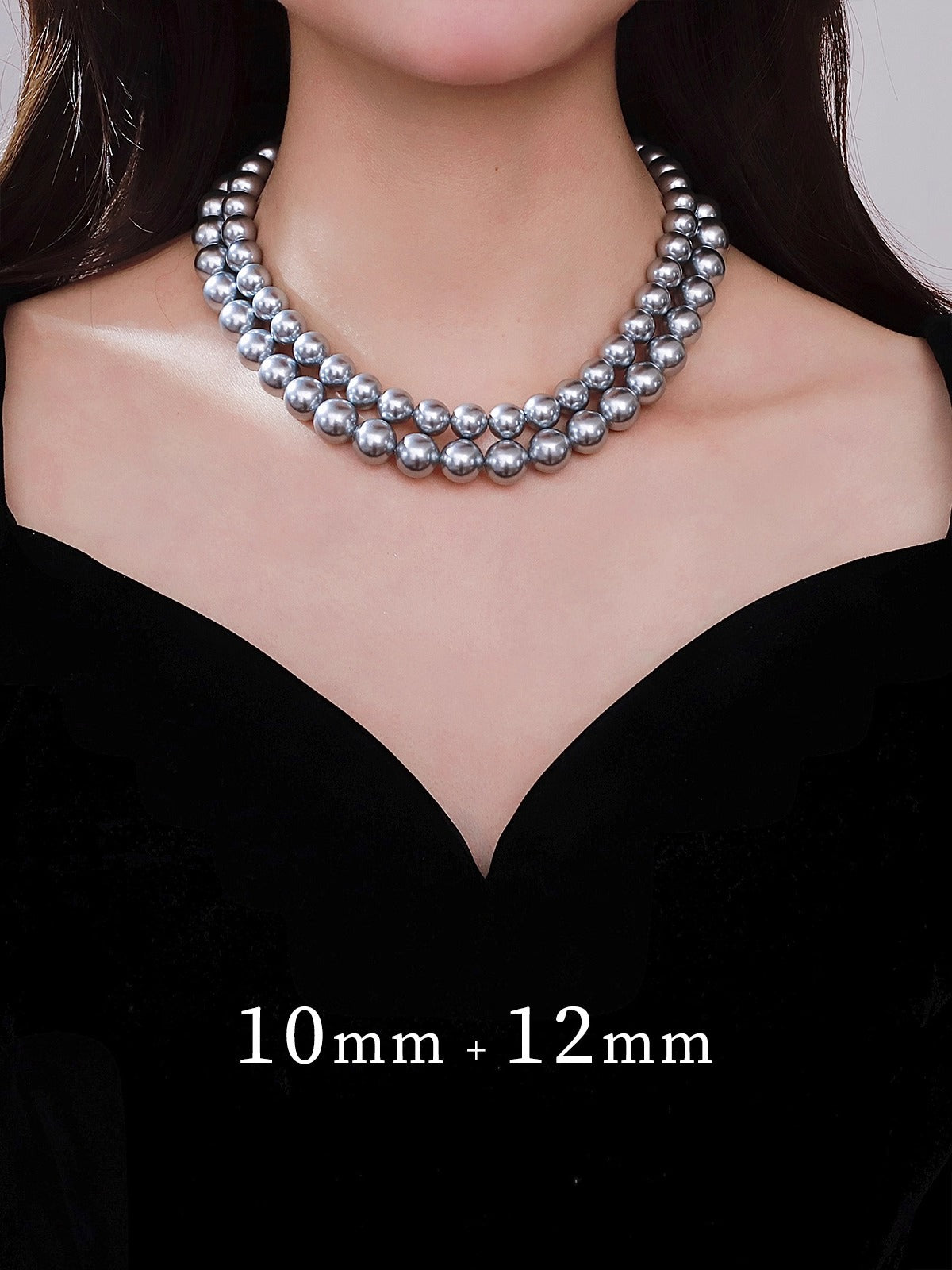 2025 New Women's Platinum Gray Pearl Necklace – 8mm Real Hemp Clavicle Chain Accessory