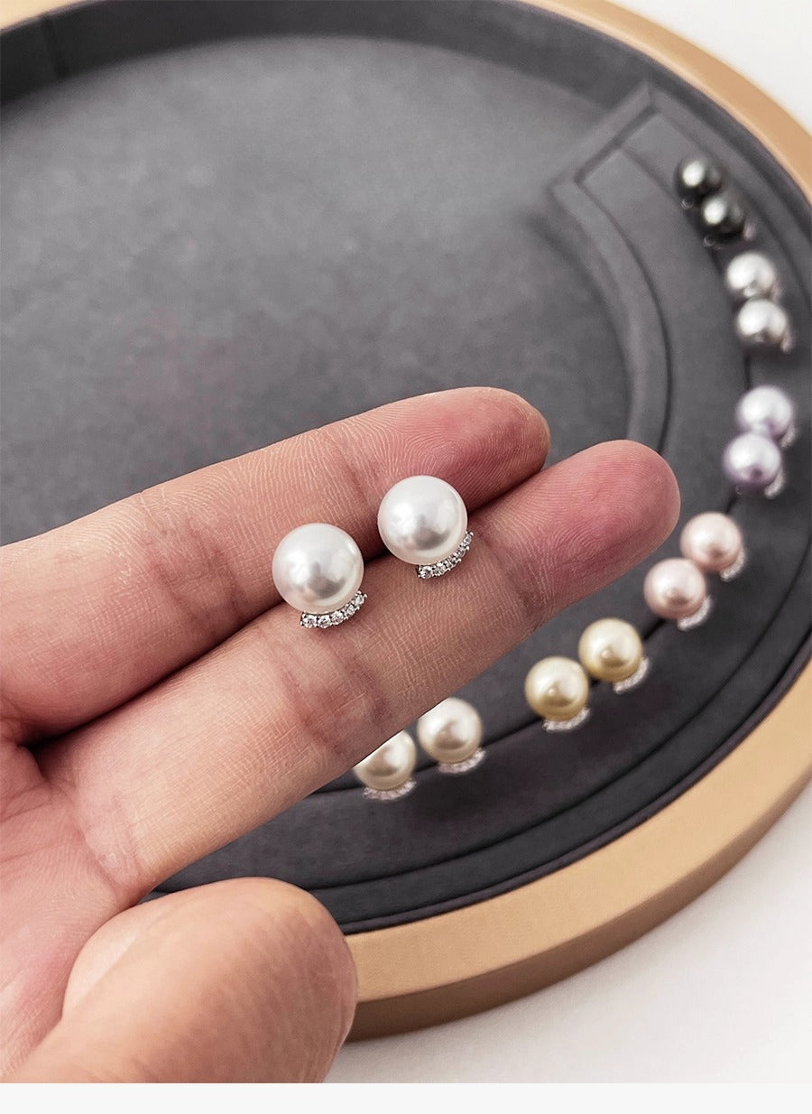 Simple Temperament Eyelash Pearl Stud Earrings | Milk White Pearl | Niche High-End Design | S925 Sterling Silver Earrings for Women