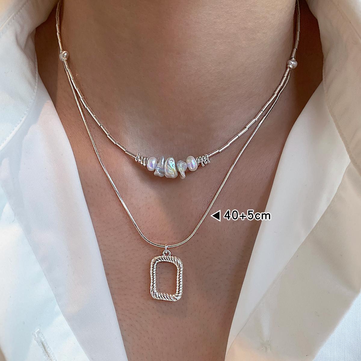 925 Sterling Silver Natural Baroque Irregular Pearl Necklace Women's Summer Unique Temperament High Art Frame Necklace