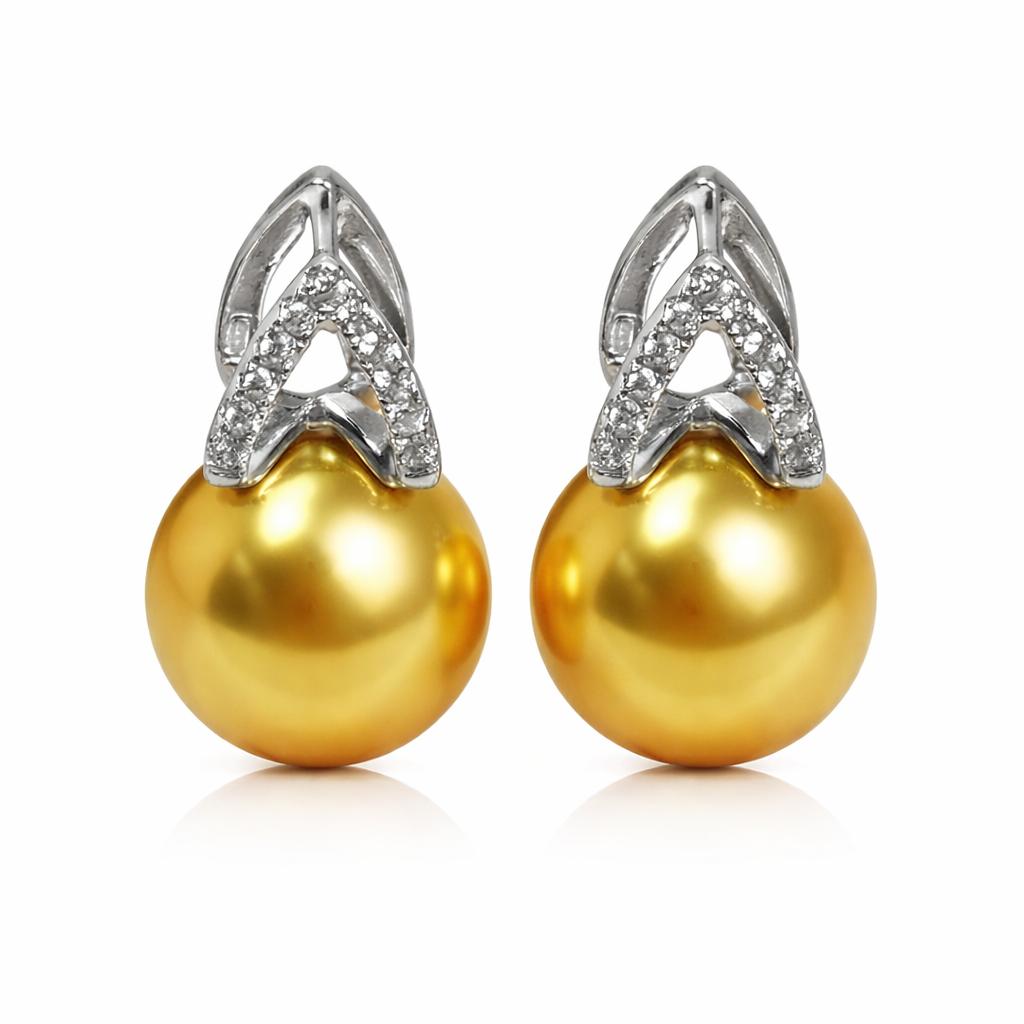 12mm 14mm White Pearl Earrings Pendant Ring Set with Zircon, suitable for commuting, birthday gift, beading, everyday wear