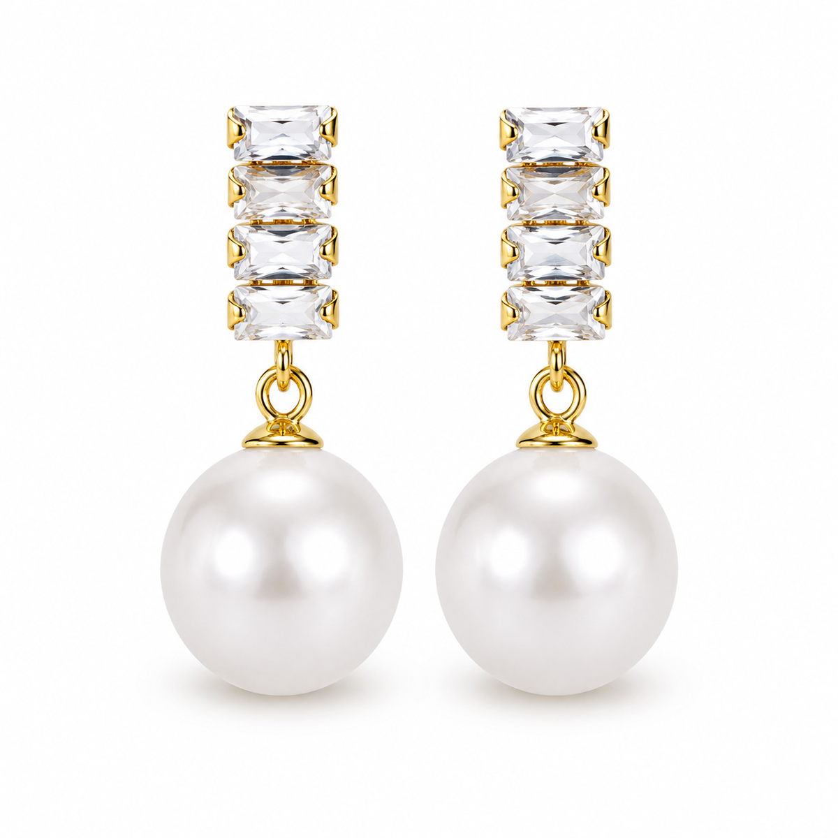 Celeste Crystal-Bar Shell Pearl Drop Earrings - image 1