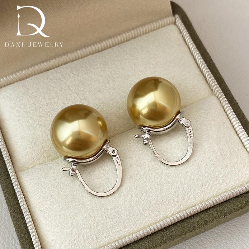 Bucket crystal pearl oversized earrings, light luxury high-end earrings S925 silver teapot ear buckles