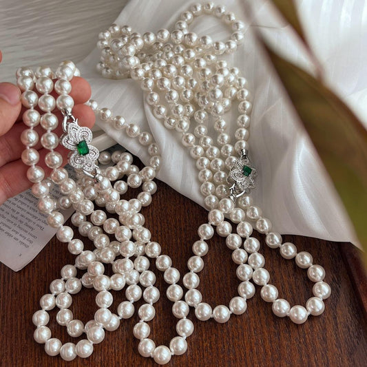 12Mm 48inch natural deep-sea beads long multi-wearing sweater chain pearl necklace, suitable for wedding anniversaries, birthday parties, gifts