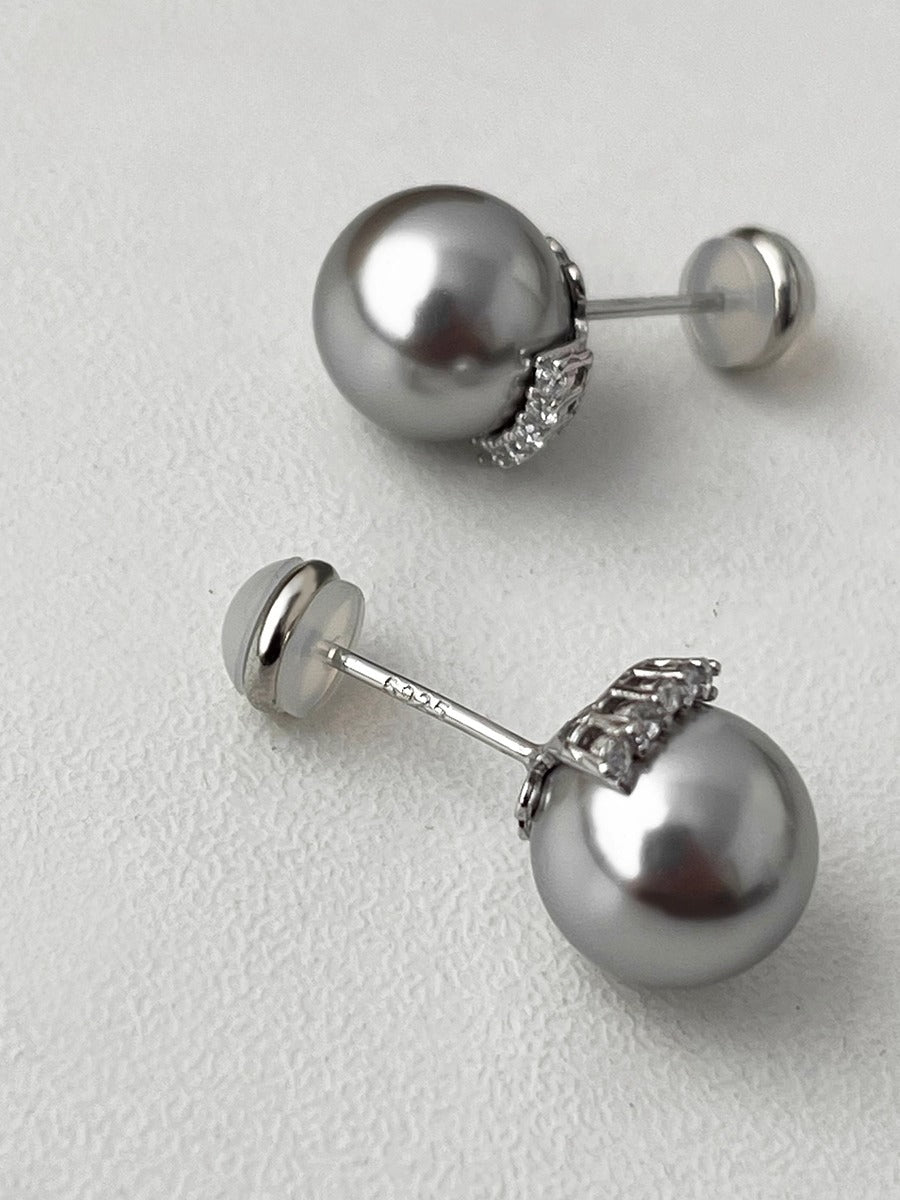 Simple Temperament Eyelash Pearl Stud Earrings | Milk White Pearl | Niche High-End Design | S925 Sterling Silver Earrings for Women