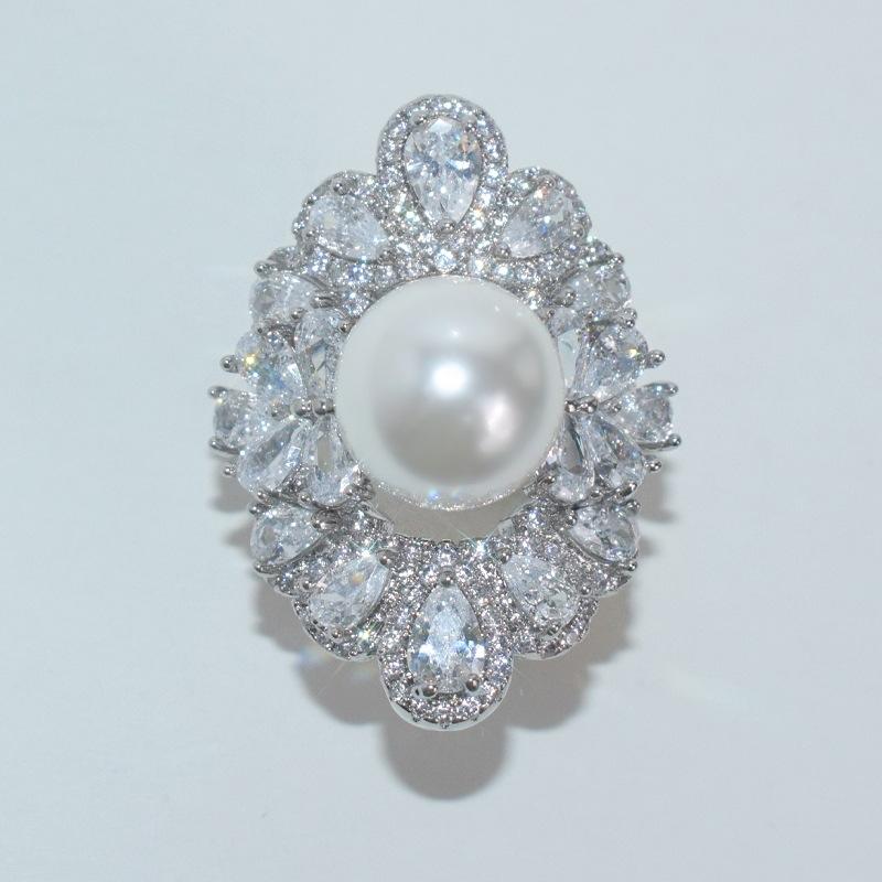 Shiny Adjustable Pearl, Ring, Perfect Round Strong Light Mother Bead, Ring, Removable, Open Ring Suitable for Party