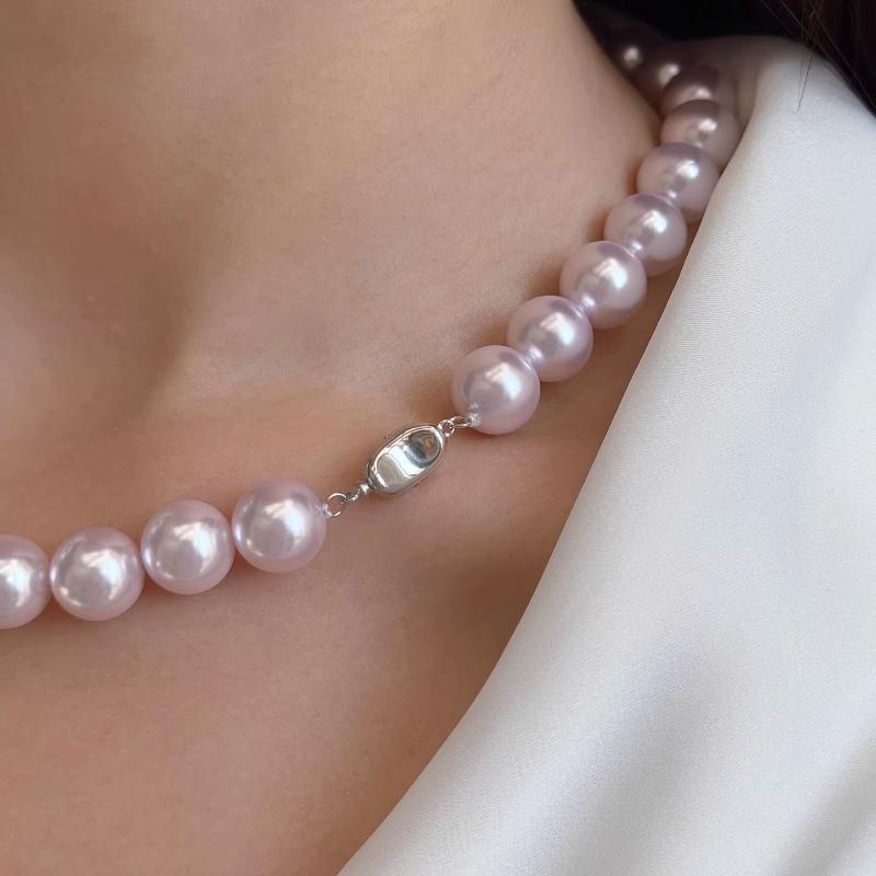 manta rose shell Pearl Necklace 4mm 6mm 8mm 10mm 12mm Manta Rose Birthday Gift for Women Holiday Gift Gentle Color