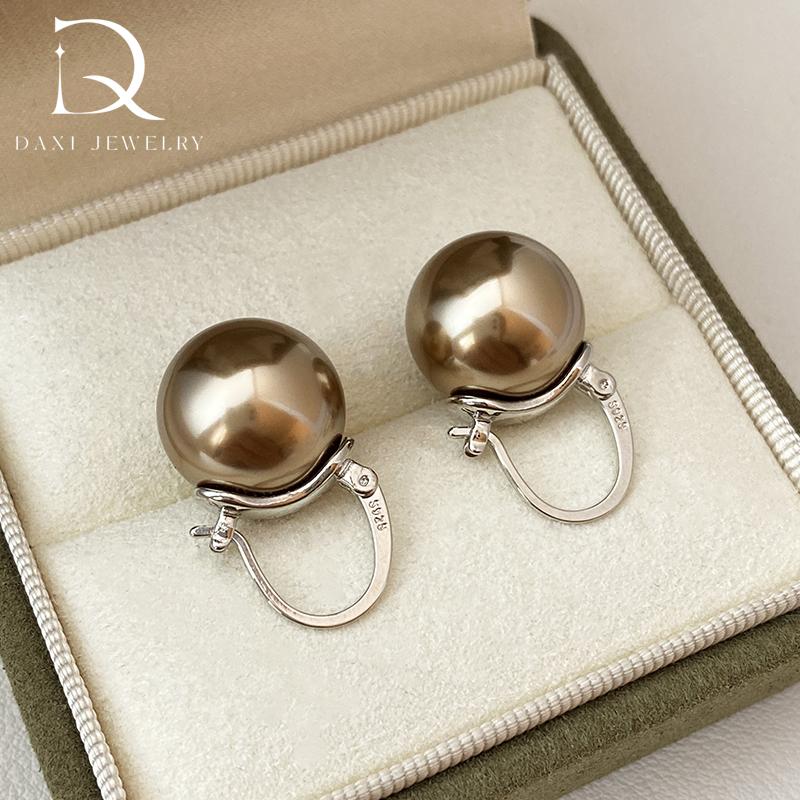 Bucket crystal pearl oversized earrings, light luxury high-end earrings S925 silver teapot ear buckles