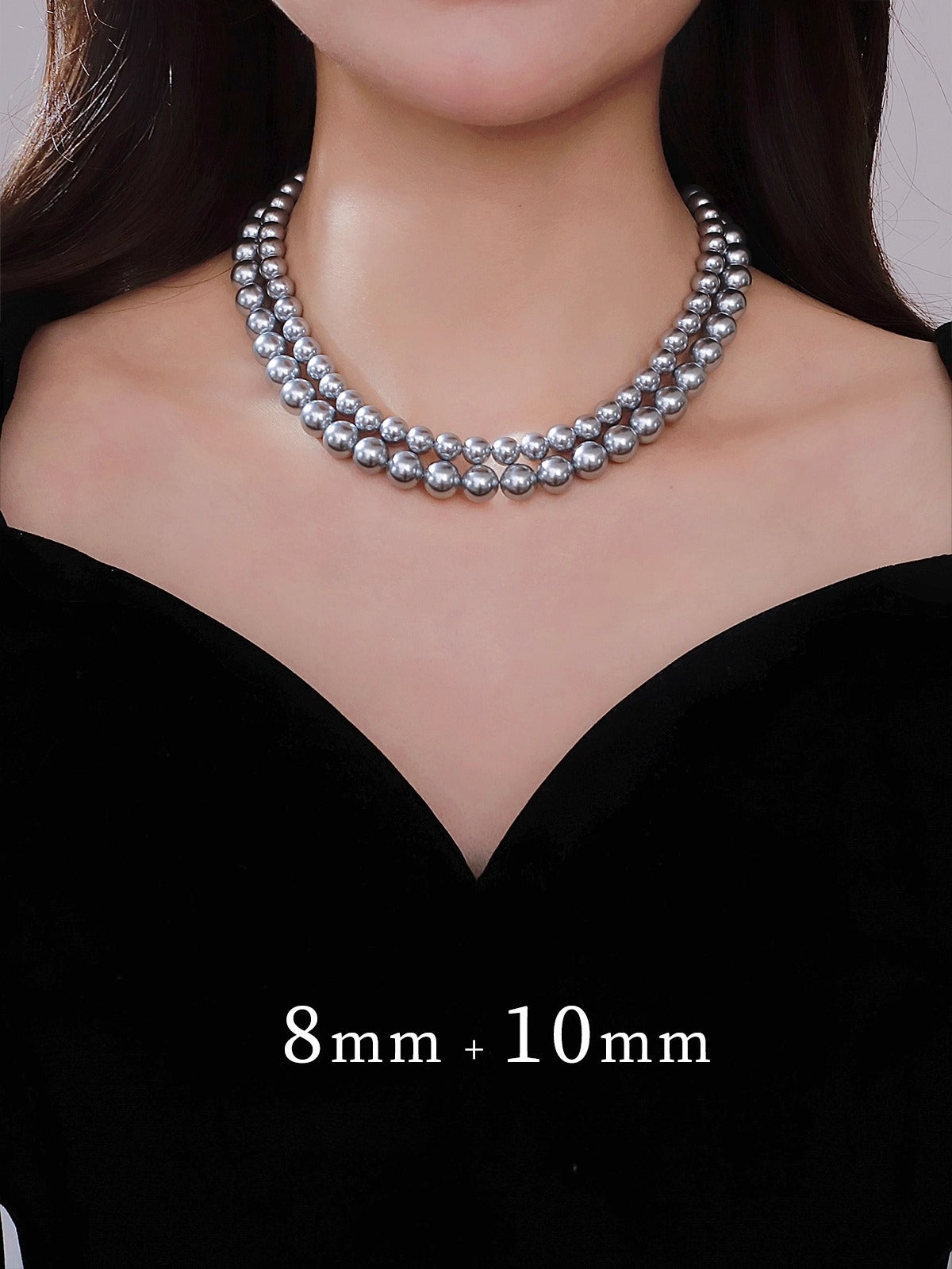 2025 New Women's Platinum Gray Pearl Necklace – 8mm Real Hemp Clavicle Chain Accessory
