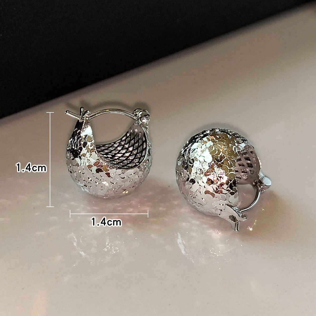 Silver crushed ice ice ball ear buckle women's cold sense temperament light luxury niche high sense 2026 new earrings earrings