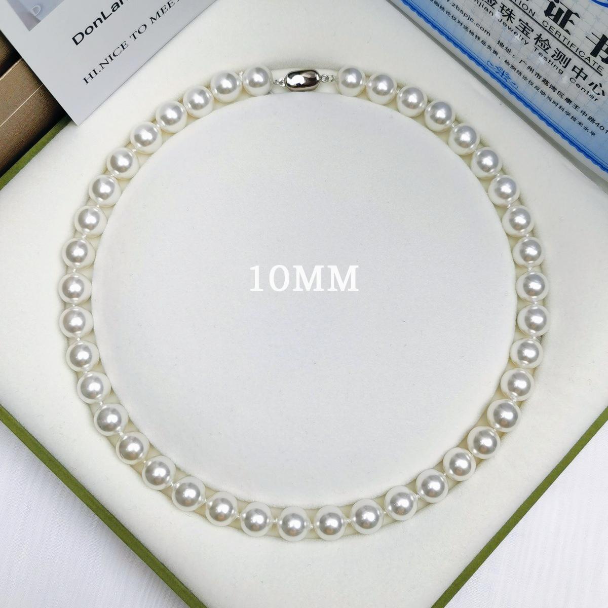 Natural Australian mother shell pearl necklace 925 silver ingot button, strong light and high quality, bead white color necklace 6mm-12mm suitable for graduation ceremony, birthday gift, Mother's Day gift
