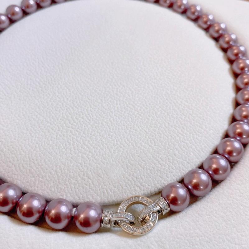 Purple, natural Australian mother shell pearl necklace, popular, light luxury niche high-end neck chain, suitable for graduation ceremonies, birthday gifts, Mother's Day gifts